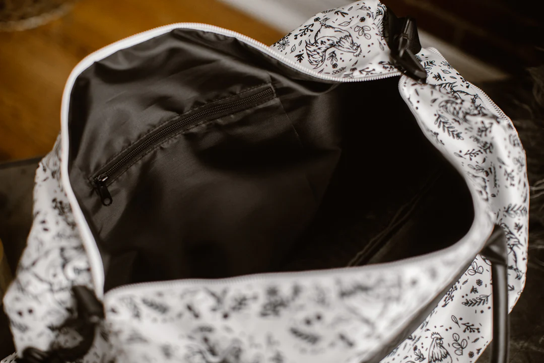 Floral Chicken Print Duffle Bag - Image 7