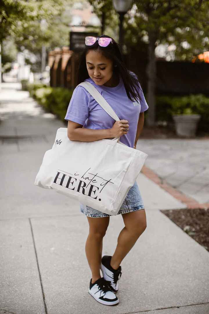 I Hate It Here Oversized Canvas Tote Bag - Image 5
