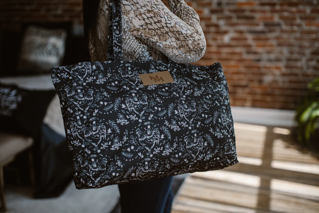 Floral Chicken Print Oversized Tote Bag - Image 9